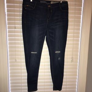 Rocks & Indigo distressed ripped jeans.